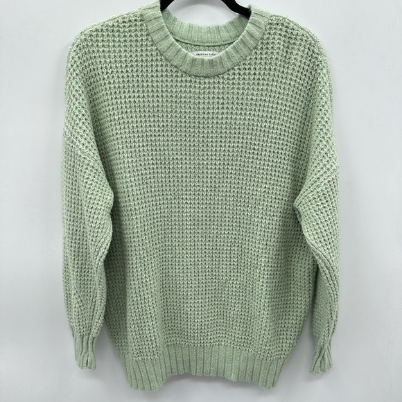 AMERICAN EAGLE Oversized green-brown large knit woman bohemian casual sweaters - Picture 2 of 16